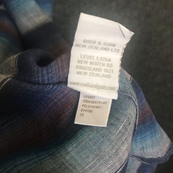 Rodd & Gunn Island Sports Fit Linen Button Up Shirt Men's Medium Blue Grey Purp - Picture 5 of 11